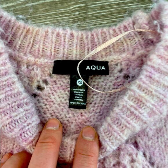 Aqua Womens Stitched Knit Crewneck SweaterXS - Picture 3 of 5